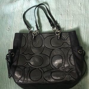 Coach Black and Grey Leather Bag